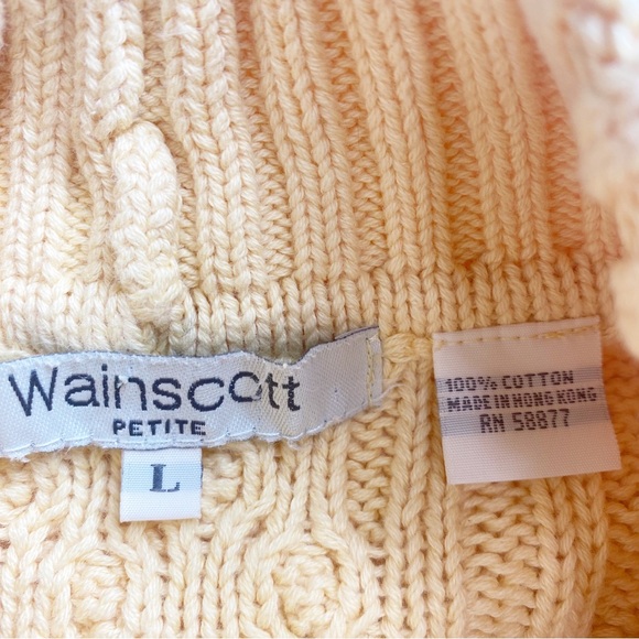 Wainscott Mustard Yellow Cableknit Cotton Sweater Size Large - Picture 8 of 9